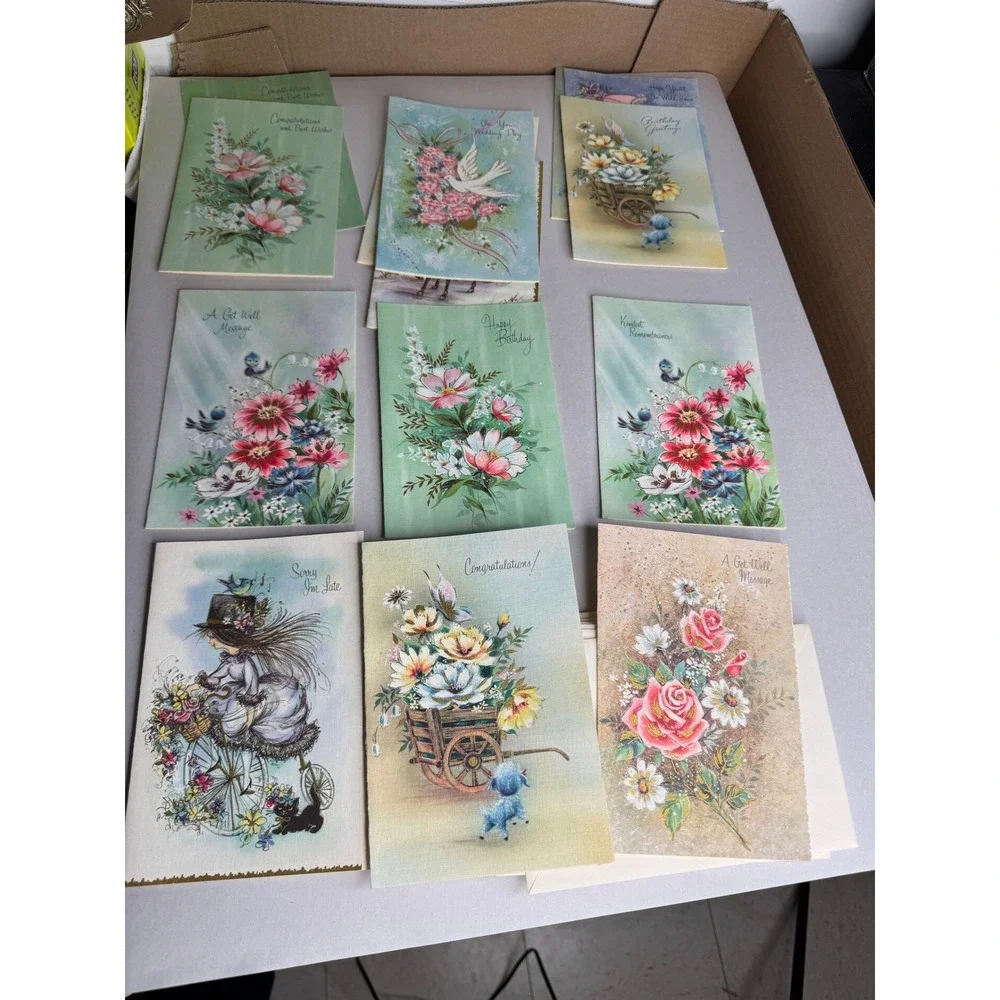 Vintage‎ Sunshine Greeting Cards Lot of 14 Unused Floral Birthday Get Well Baby